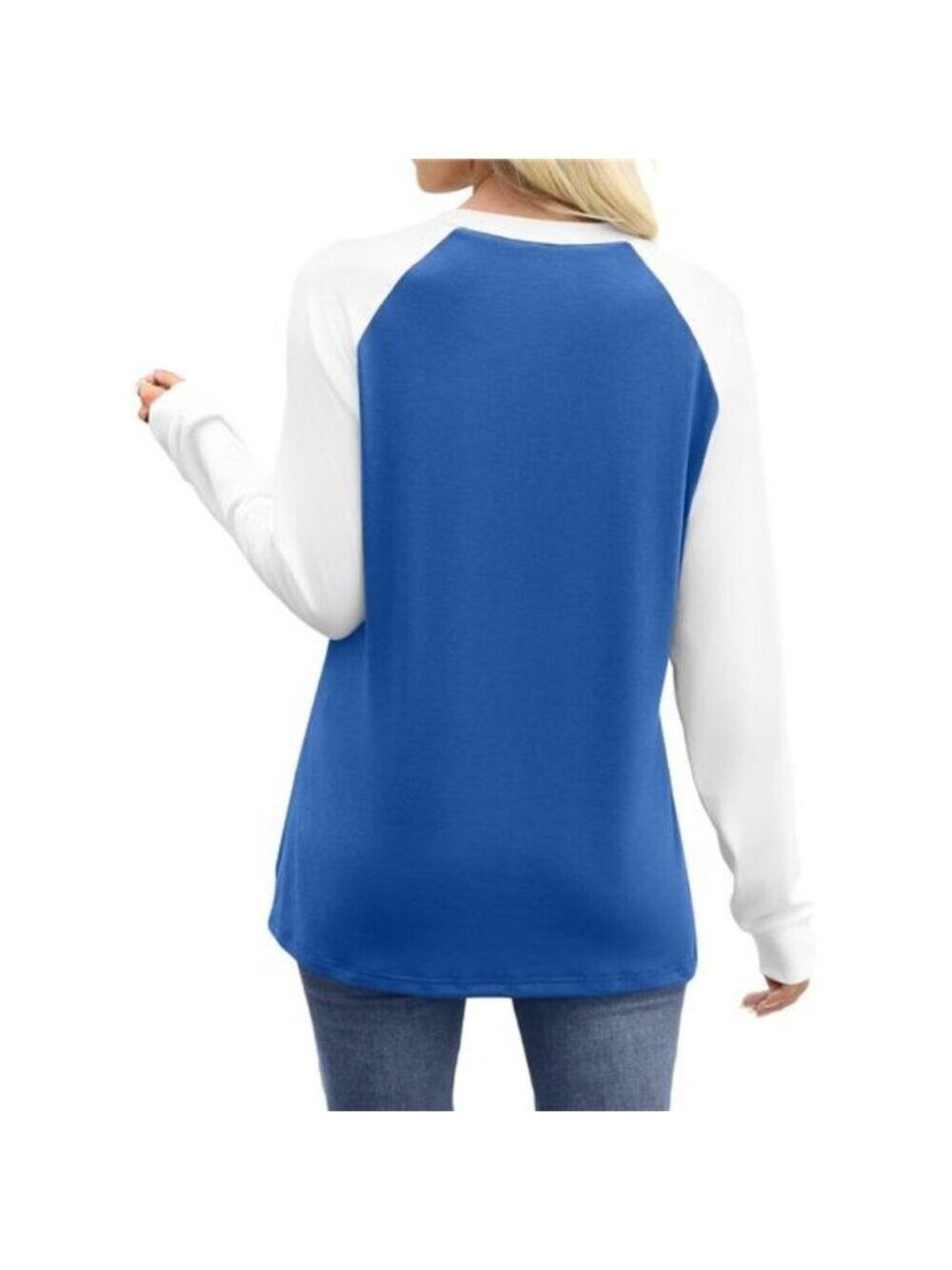 Long Sleeve Shirts for Women Color Block Raglan Tops Casual Crewneck - Picture 5 of 6
